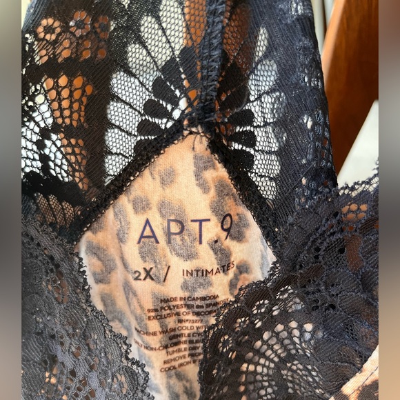 Apt 9 leopard print/ black lace nightgown in size 2X! Adjustable straps! Pretty - Picture 3 of 9